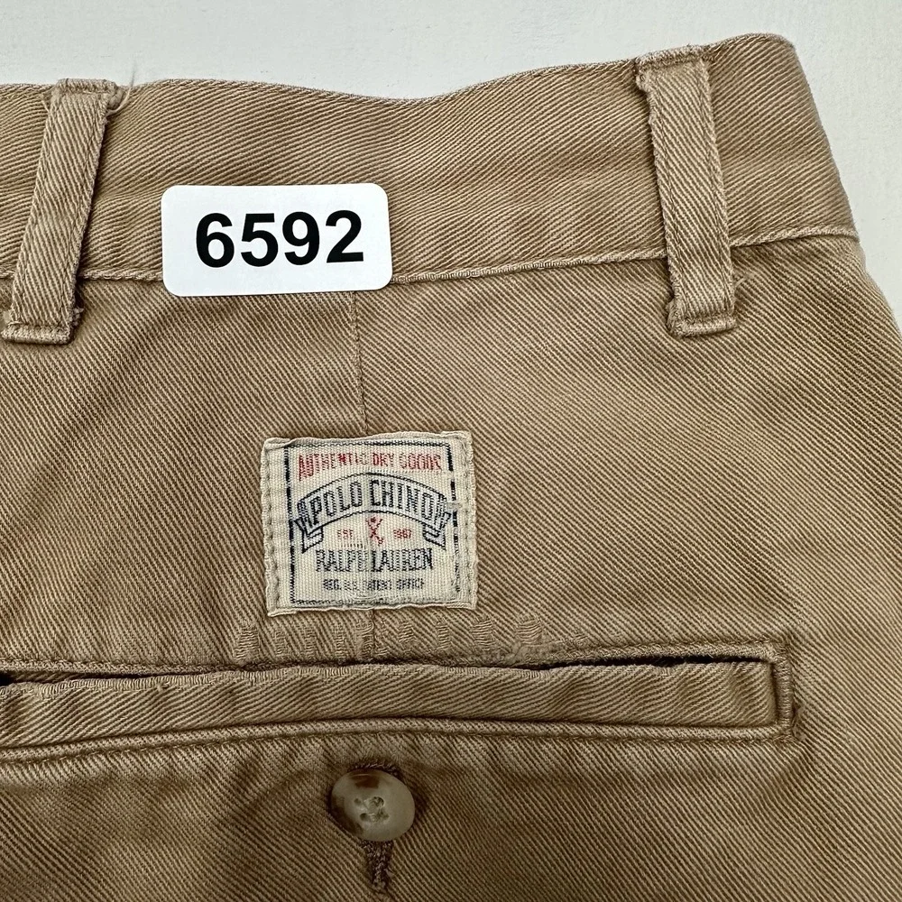 VTG Polo Ralph Lauren Pleated Chino Pants Mens 36 FIT 34x32 Khaki Beige Relaxed